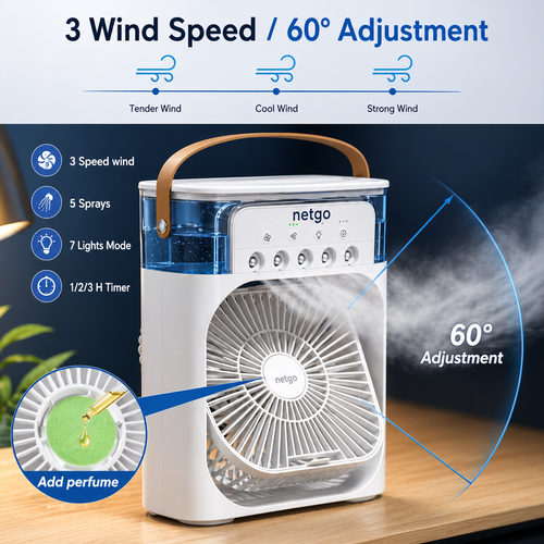 Netgo™ Portable Room Air Cooler with 1 Year Warranty