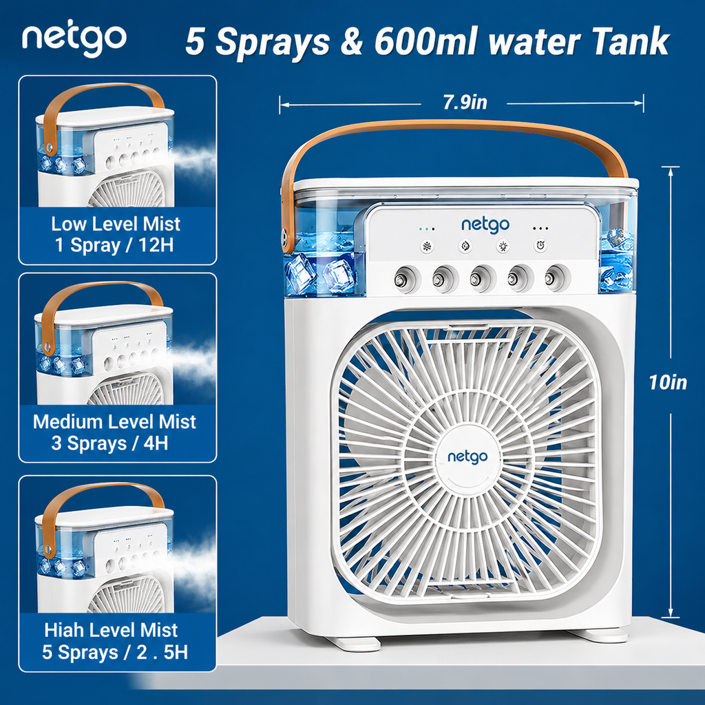 Netgo™ Portable Room Air Cooler with 1 Year Warranty